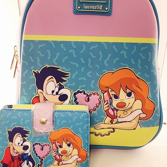 Loungefly Disney A Goofy Movie Max And Roxanne Backpack And Wallet Set New!